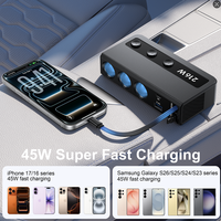 Adaptateur allume-cigare de voiture Gaoyi à 3 prises, chargeur de voiture, adaptateur DC 12V/24V avec 4 ports USB et 2 câbles rétractables