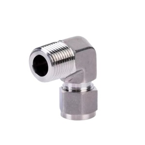 Codo <span class=keywords><strong>de</strong></span> Compresión <span class=keywords><strong>de</strong></span> Acero Inoxidable <span class=keywords><strong>de</strong></span> 90 Grados con Rosca Macho y Férula Simple/Doble para Líneas <span class=keywords><strong>de</strong></span> Aire - Product Image 1