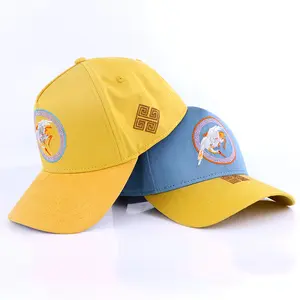 High quality blue yellow adjustable hats baseball caps different designs custom mens caps and hats baseball caps