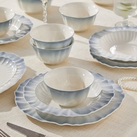 Nouveau Style Ensemble de Bols à Riz en Céramique avec Couleurs Sous Glaçure, Vaisselle Domestique Jetable pour Table à Manger Usage Quotidien