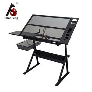 Minh Bạch soạn thảo vẽ kính đầu Chiều cao có thể điều chỉnh bàn với chủ bút chì và hai ngăn kéo - Product Image 1
