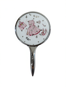 Specchio a Mano Madame Miret, Rotondo in Vetro con Stampa alla Moda, Stile Hollywood Glamour, per Uso Domestico, Ingrandimento 1x - Product Image 1