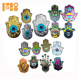 Patch in PVC Ricamato con Paillettes a Forma di Palma, Occhio del Diavolo, Accessori per <span class=keywords><strong>Abbigliamento</strong></span>, Ricamo con Perline Fai-da-Te - Product Image 1