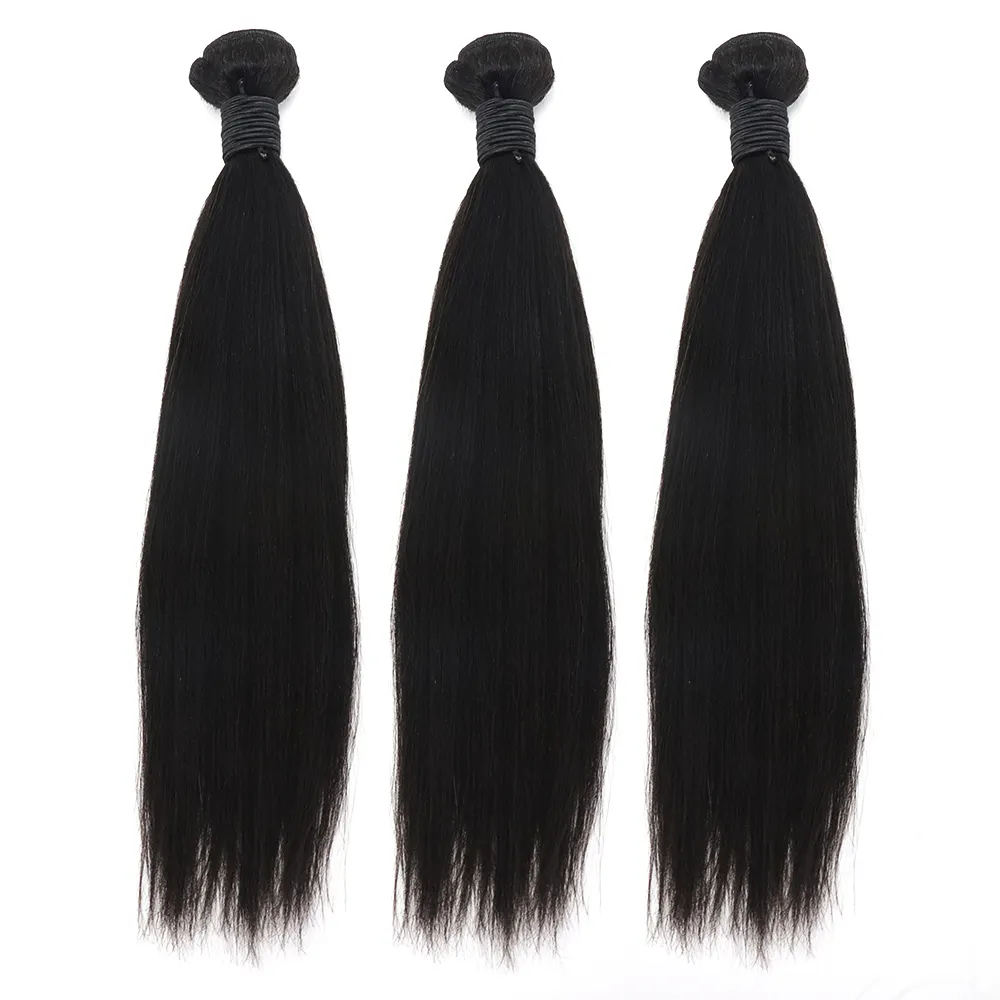 2023 Top Grade 100% Human Hair Weave Bundles Shiny Soft Hair Bundles Yaki Straight Hair Weaves