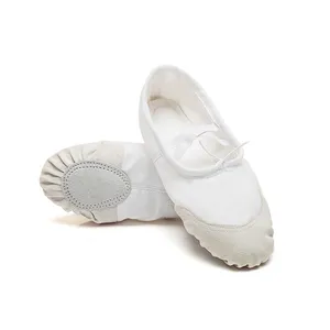 Sepatu Dansa Sol Suede Sandal Kanvas Wanita Sepatu Latihan Balet Modis Lembut Profesional untuk Anak Perempuan