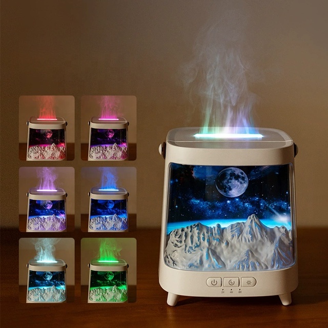 3D Simulation Charcoal Fireplace Aromatherapy Diffusers Essential Oil Diffuser 200ML Aurora Aroma Diffuser for Room