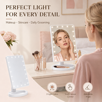 Miroir de maquillage LED portable à logo personnalisé, à une face, motif princesse, miroir cosmétique compact de voyage pour étudiants