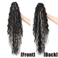 Extensions de cheveux queue de cheval à pince, ondulées, bouclées, en fibre haute température, postiche Yaki, avec élastique, volume naturel