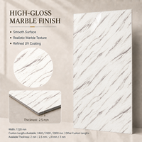 Panneau mural en PVC brillant MORLENX, imitation marbre blanc à veines linéaires, pour projet de bureau contemporain
