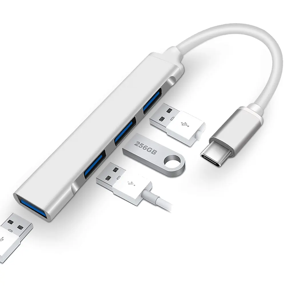 Mini Station d'accueil Ethernet 4 en 1, Hub USB type-c 2.0/3.0, adaptateur, 4 Ports, pour MacBook et iPad