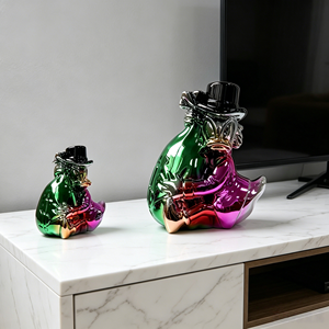 Support TV Evelyn, décoration Feng Shui, statue de canard Donna enlacant un <span class=keywords><strong>sac</strong></span> d'argent, style européen moderne, décoration intérieure de luxe - Product Image 1