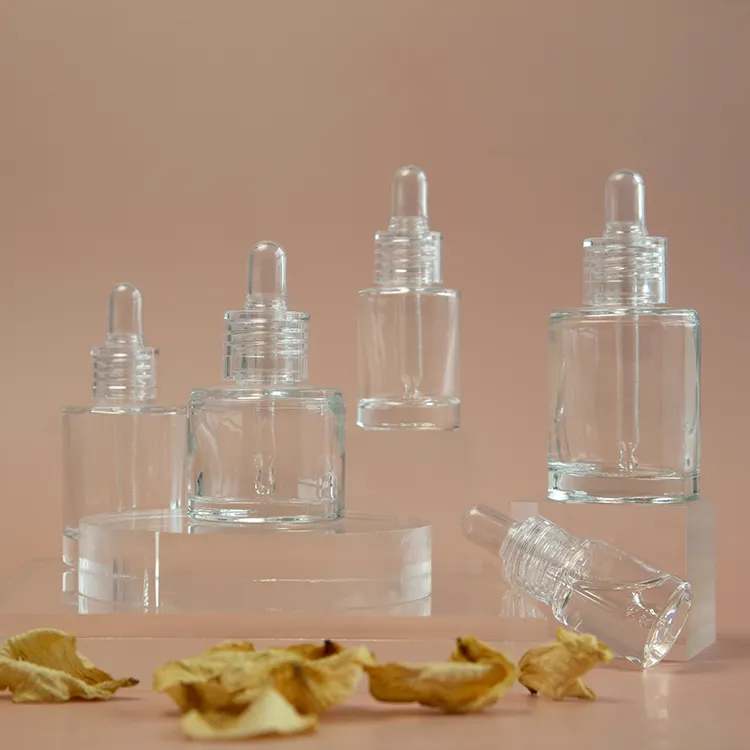 2022 New Design Free Sample Cosmetic Skin Care Essential Oil 5ml 10ml 15ml 20ml 30ml Empty Clear Glass Dropper Bottles