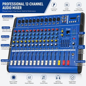 Mezclador <span class=keywords><strong>de</strong></span> Audio Profesional <span class=keywords><strong>de</strong></span> 12 Canales con Reproducción USB SD, 16 Efectos DSP, Alimentación Fantasma <span class=keywords><strong>de</strong></span> 48V <span class=keywords><strong>para</strong></span> Escenario, Karaoke y Transmisión en Vivo - Product Image 3