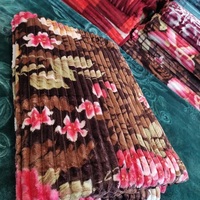 Selimut Lembut Flanel Bermotif Bunga Vintage Grosir Pabrik, Selimut Fleece Bergaris, OEM ODM Ukuran Besar untuk Tempat Tidur