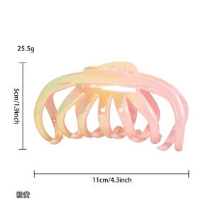 Pinces à cheveux en plastique de grande taille pour femmes, couleur dégradée bonbon, pour cheveux épais, pour un usage quotidien - Product Image 3