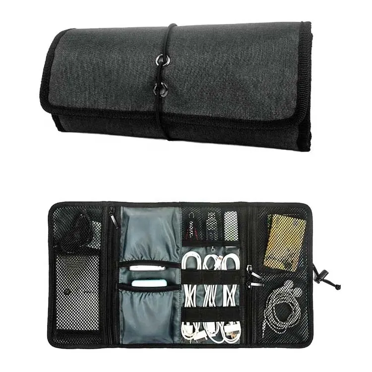 promotional Portable Universal Electronics Travel Gadgets Carrying Case Pouch cable organizer roll bag