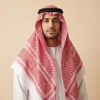 Shemagh Keffiyeh Pria Merah Putih Geometris Sederhana Langsung dari Pabrik, Syal Kepala Etnik Arab Jacquard, Pelindung Matahari, Ghutra Gurun