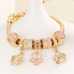 Grazioso braccialetto strass a goccia fiori di olio accessori in metallo e ciondolo a catena di rame <span class=keywords><strong>bracciale</strong></span> di moda regalo per <span class=keywords><strong>ragazza</strong></span> - Product Image 3