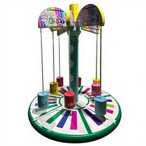 Structure de jeu gonflable personnalisée en forme de cocotier avec lumières électriques et fonction rotative pour 8 enfants, idéale pour la location de fêtes, aires de jeux intérieures/extérieures et centres commerciaux - Product Image 1
