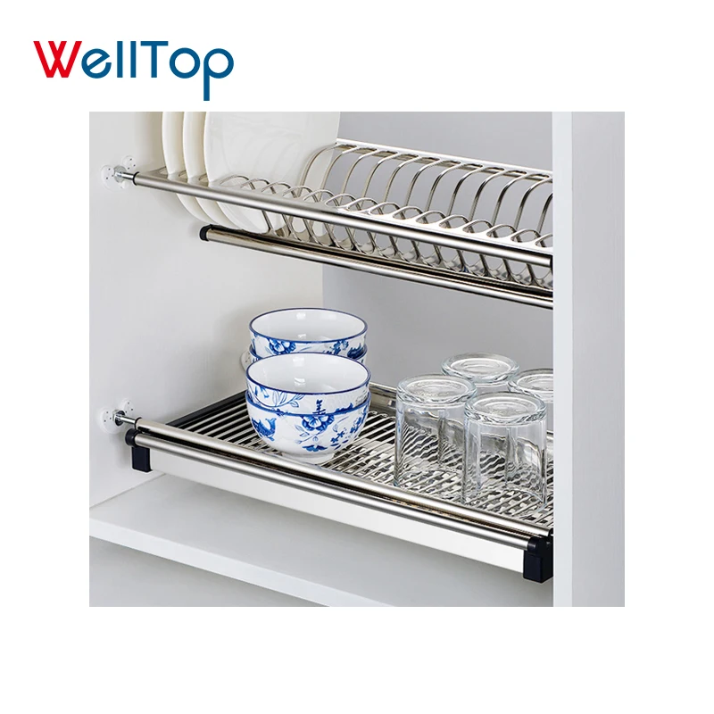Подвесная стойка для посуды WELLTOP, органайзер, стеллаж для хранения, кухонный шкаф, держатель для полотенец из нержавеющей стали, кухонный шкаф