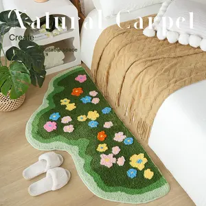 <span class=keywords><strong>Tapis</strong></span> tufté à poils longs floraux en mousse floquée, <span class=keywords><strong>tapis</strong></span> de sol tufté de forme irrégulière, couverture de chevet avec fond antidérapant - Product Image 6