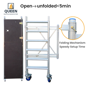 Échafaudage mobile en aluminium, hauteur de travail 9'8'', multi-usage, <span class=keywords><strong>petit</strong></span> modèle, mini-échafaudage mobile pliable, tour roulante - Product Image 5