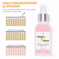 Oem Odm Marque privée Sérum naturel Visage Vitamine C Hydratants Éclaircissant Acide Hyaluronique Vitamine C E Sérum pour le visage