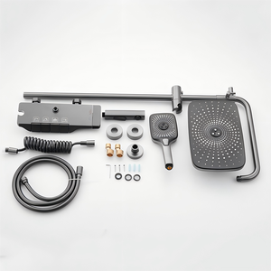 Système <span class=keywords><strong>de</strong></span> Douche <span class=keywords><strong>Piano</strong></span> <span class=keywords><strong>De</strong></span> Luxe en Acier Inoxydable Gris Anthracite avec Mitigeur Numérique à 4 Boutons - Product Image 5