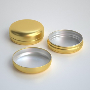 Pot cosmétique rond en aluminium de 100 ml avec bouchon à vis et impression sérigraphique couleurs or/blanc/noir pour sucre et savon à l'huile d'olive - Product Image 5