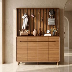 <span class=keywords><strong>Meuble</strong></span> d'entrée moderne 3-en-1 avec <span class=keywords><strong>porte</strong></span>-<span class=keywords><strong>manteau</strong></span> et armoire à chaussures - <span class=keywords><strong>Meuble</strong></span> de séparation multifonctionnel pour couloir et salon - Product Image 1