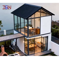 Structure de maison préfabriquée moderne en A, kit de villa modulaire portable, mini-maison de luxe pour les vacances