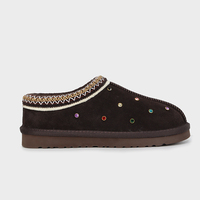 Chaussons d'hiver chauds en daim véritable et fourrure pour femme, style bottines courtes, pour intérieur et extérieur
