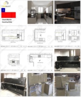 CBMmart Armoires de cuisine de luxe modernes en MDF laqué gris mat et brillant, avec évier de cuisine en acier sur mesure, robinet et charnières en bois