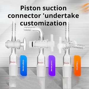 Laboratuvar vakum Boro <span class=keywords><strong>3.3</strong></span> cam vakum adaptörü üç yollu T şekil akış kontrol adaptörü ile cam ve PTFE Stopcock - Product Image 2