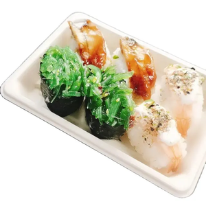 Biodegradable sugarcane bagasse tableware Paper Sushi Tray