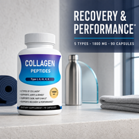 Capsules de collagène multi-peptides types I, II, III, V, X, 1800 mg, 90 unités, complément alimentaire pour le soutien des articulations, des os, de la peau, des cheveux et des ongles