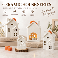 Brûleur de cire décoratif en céramique en forme de maison, chauffe-huile blanc pour bougies chauffe-plat, lampe aromatique pour la décoration et l'aromathérapie à domicile