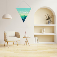 Bannière en toile à sublimation vierge personnalisée drapeau pentagonal/queue d'aronde/triangle avec bâtons de bois pour décoration intérieure et extérieure