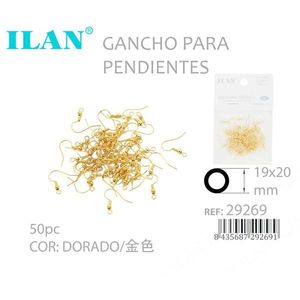 Gancio per orecchini Ilan 19x20 mm color oro per la creazione di gioielli - Product Image 1