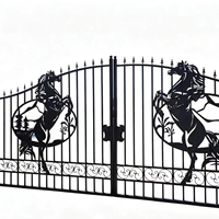Puerta de Villa con Diseño de Caballo, Estilo Australiano, Tubo de Acero Galvanizado, Anti-UV, Resistente a la Oxidación, Duradera, Ecológica, para Exteriores, Tamaños Personalizados, Estilo Europeo