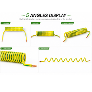 <span class=keywords><strong>Câble</strong></span> de <span class=keywords><strong>terre</strong></span> spiralé enroulé en PU/PVC jaune-vert haute flexibilité de 0,5 à 16 mm² pour équipement industriel - Product Image 1