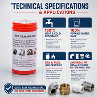 Pita Segel Ulir Pipa PTFE Sealant Ulir 50m Tali Putih untuk Pipa dan Fitting