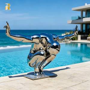 Scultura RELONG a grandezza naturale in acciaio inossidabile di un <span class=keywords><strong>uomo</strong></span> che si tuffa, <span class=keywords><strong>statua</strong></span> d'arte moderna per esterni, <span class=keywords><strong>statua</strong></span> in metallo personalizzata di grandi dimensioni. - Product Image 1