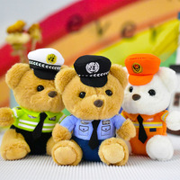 SongshanToys nouveau Offre Spéciale trafic Police poupée Mini peluche ours lapin jouet lutte contre l'incendie en peluche Polices jouets sac porte-clés