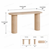 Table console moderne en travertin naturel personnalisable, forme ovale faite à la main avec pieds cannelés, pierre beige pour salon ou usage scolaire
