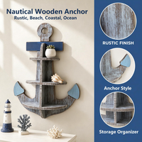 Étagère murale en bois en forme d'ancre, étagère de rangement multi-niveaux pour plantes, étagère flottante décorative pour la décoration de la maison