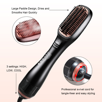 Brosse lissante électrique 3-en-1 personnalisée, brosse à air chaud professionnelle en céramique, peigne portable 360 °   Brosse thermique rotative pour cheveux