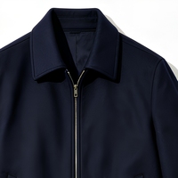 Veste en laine bleu marine à col à revers et fermeture éclair 811