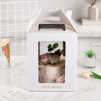 Boîtes en carton recyclables pour cupcakes individuels, mini gâteaux, gâteaux de lune, emballages cadeaux portables avec fenêtre transparente – Vente en gros