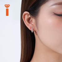 Boucles d'oreilles créoles rondes en moissanite, sertissage pavé, argent S925, hypoallergéniques, pour le bureau et le quotidien